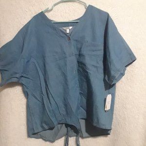 Time and Tru Blue button tie shirt Size 2XL